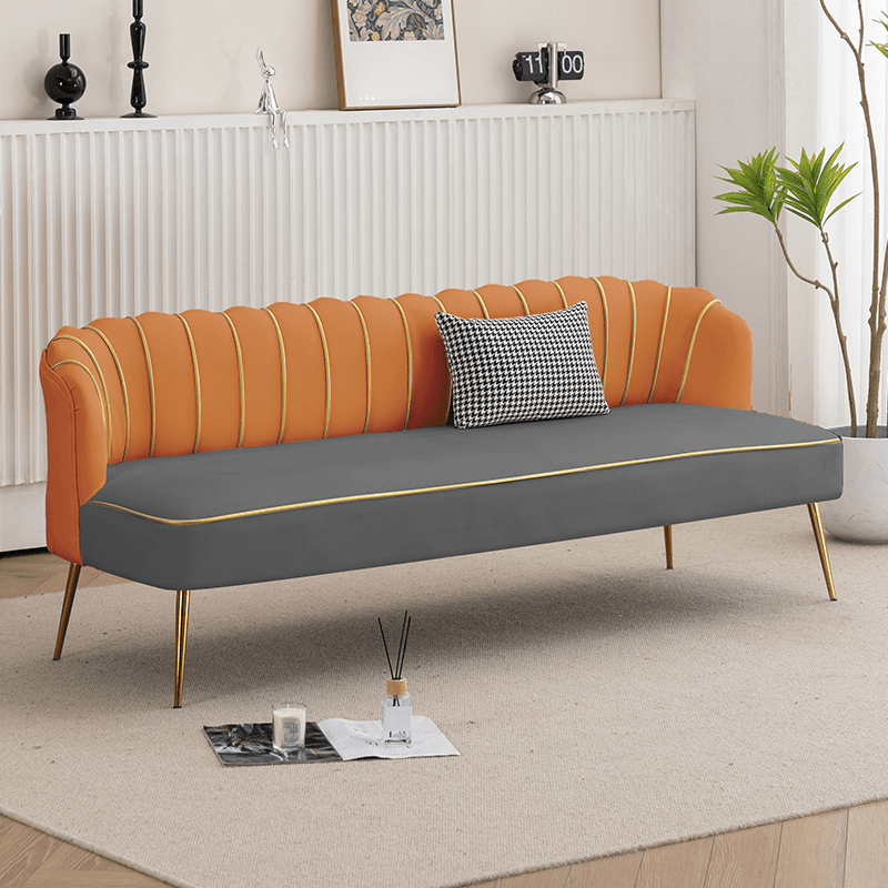 Modish Solid Color Stain Resistant Standard Sofa/Loveseat in Grey/Beige/Amber Color for 2/4-seater/3-seater with 1 Pillow - image 6