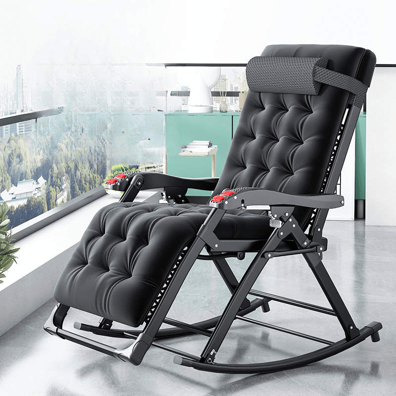Black/Walnut/Eggplant Color Contemporary Alloy Rocking Armchair with Track Arm