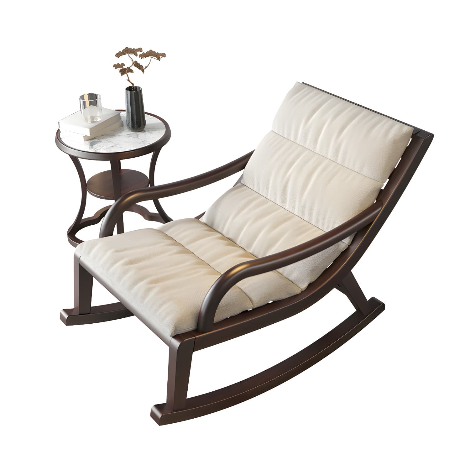 Reclining Solid Wood Living Room with Dark Legs Traditional Rocking Chair - image 11