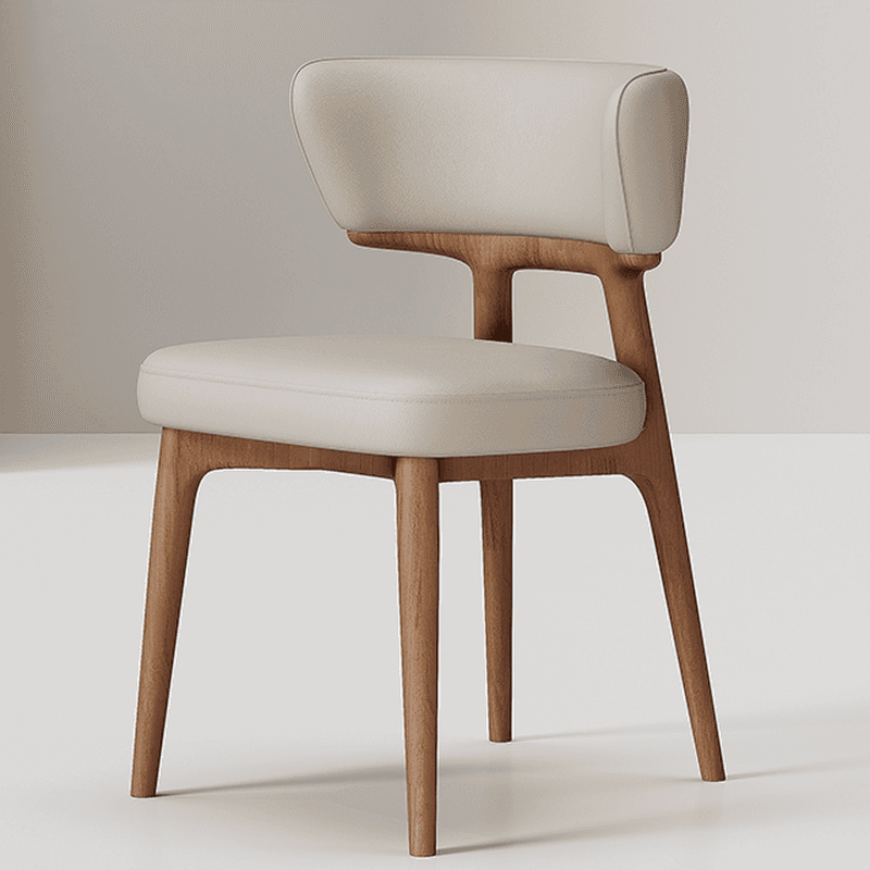 Contemporary Sturdy Side Chair with Uncovered Back, Polyurethane Upholstery, and Lumber Legs Outlined Frame - image 8