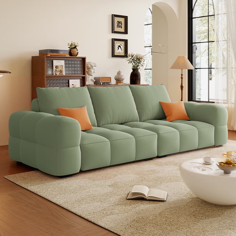 Contemporary Solid Color Tear Resistant Standard Sofa in Light Gray/Ivory/Coffee for 5/4 with 2 Pillows - image 5