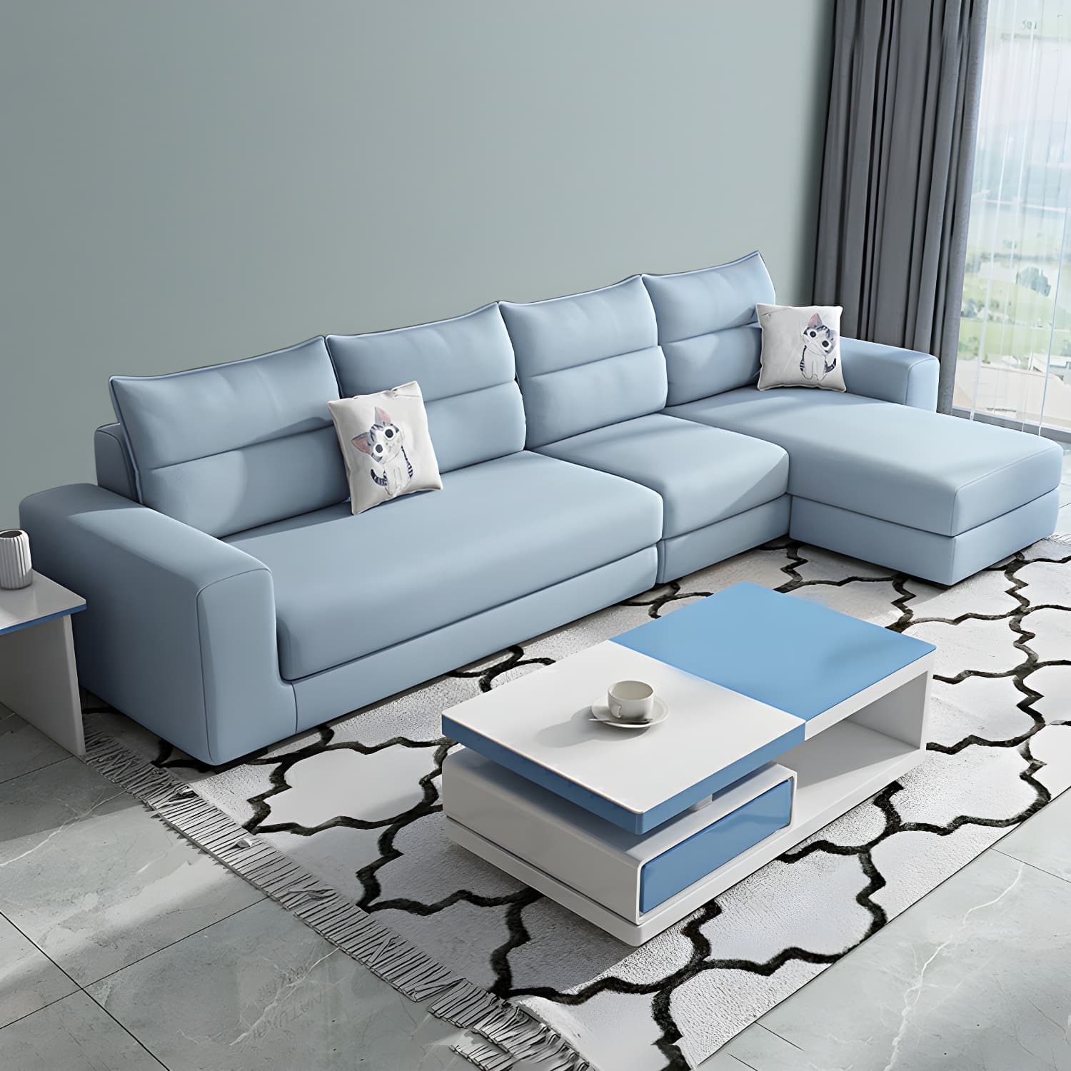 Modern Reversible L-Shape Sectional Sofa with Square Arm and Black Legs - image 16