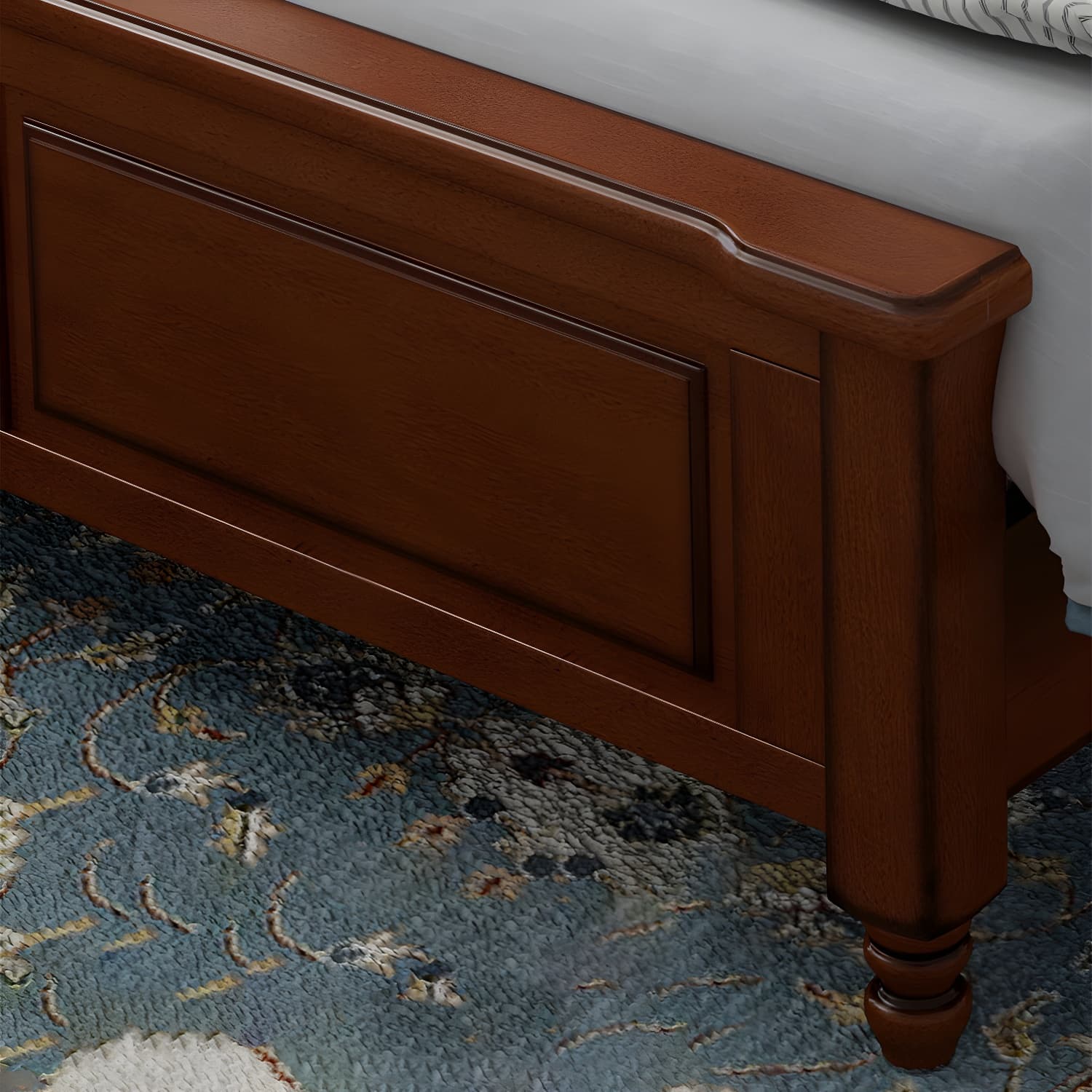 Contemporary Brown Bed Frame Solid Wood Bed with Arched Headboard - image 7