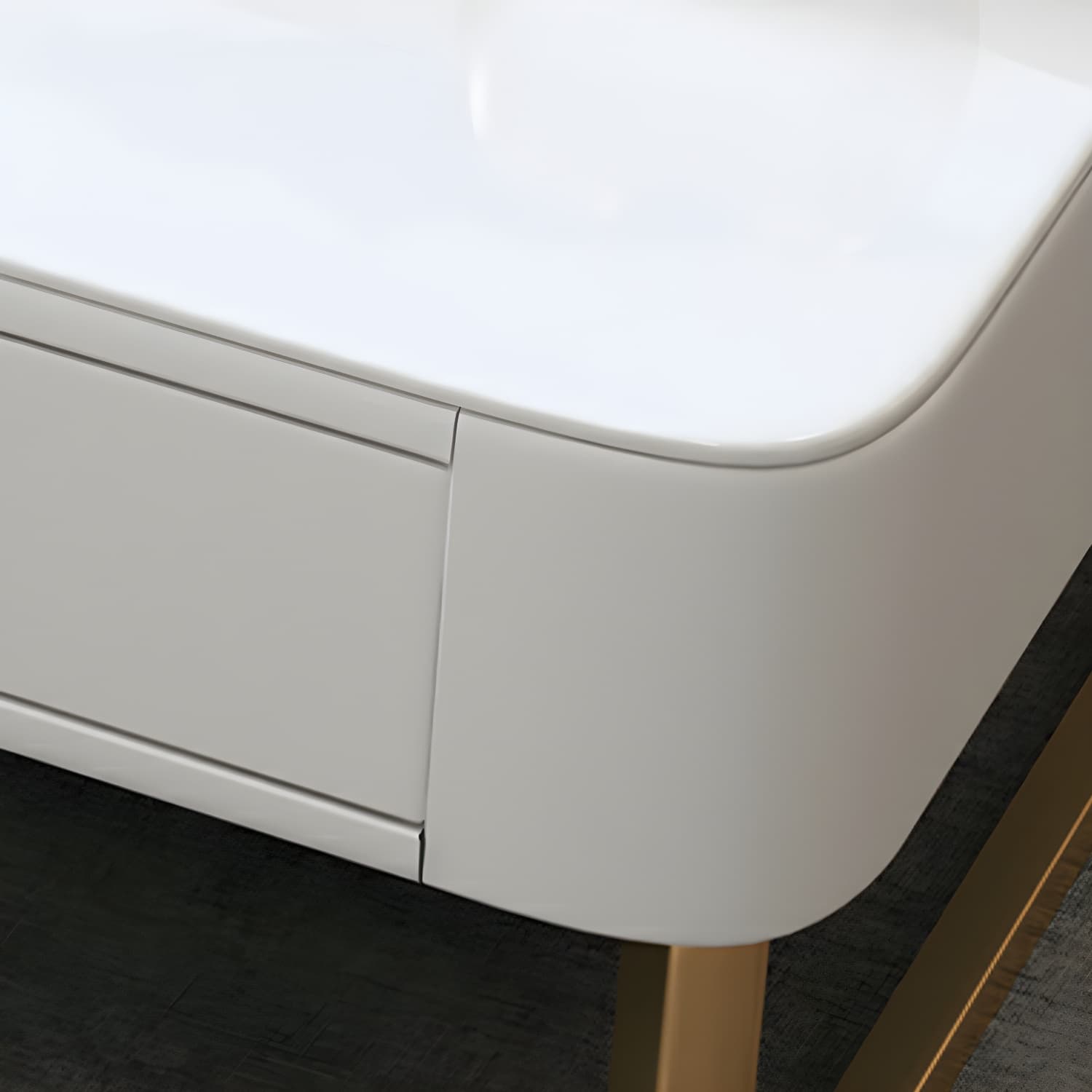 Glam Style Square Coffee Table with Drawer in Metal Frame Base - image 10