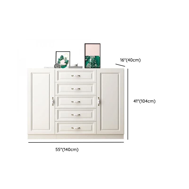 Sleeping Room Use Trendy White Wood Wardrobe Chest with Shelves - image 26