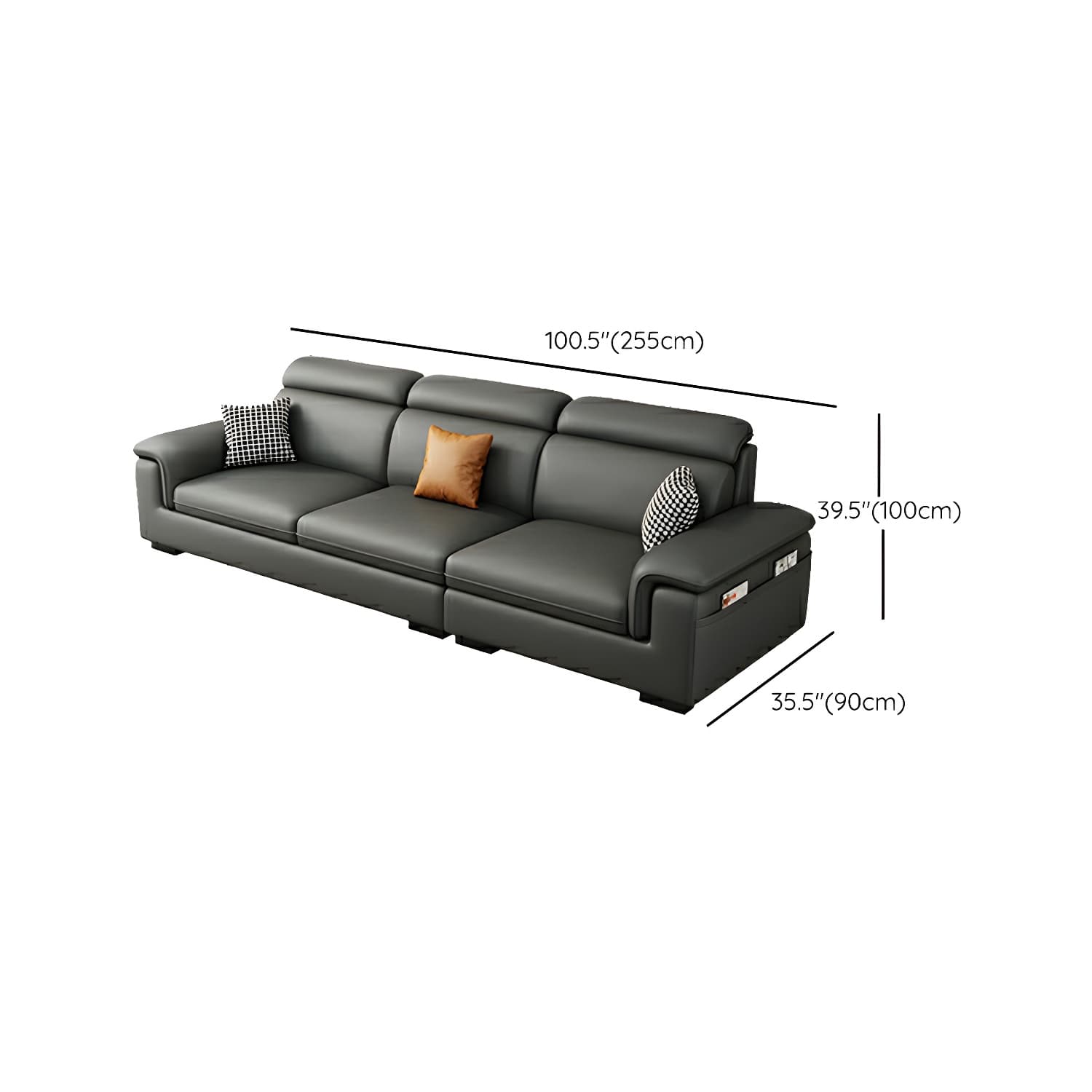 Modern Gray Stationary Sectional Sofa with Pillow Top Arm and Storage - image 18