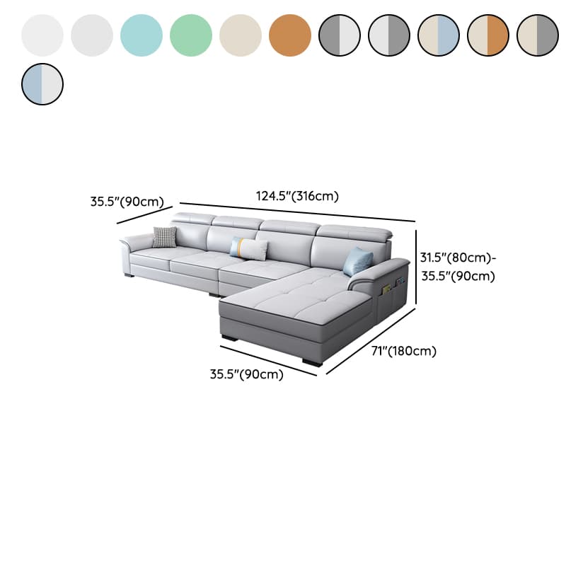 Modern L-Shaped Tech Cloth Sectional Sofa Chaise - 3 Piece Set with Adjustable Headrest and Storage - image 20