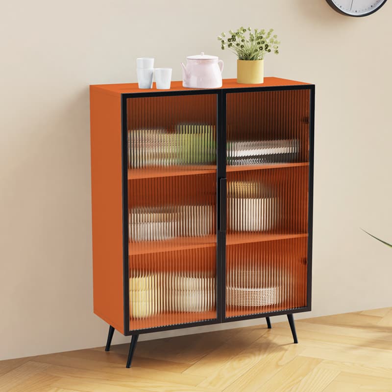 Contemporary Metal Floor-mounted Sideboard with Vertical Glass Doors - image 5