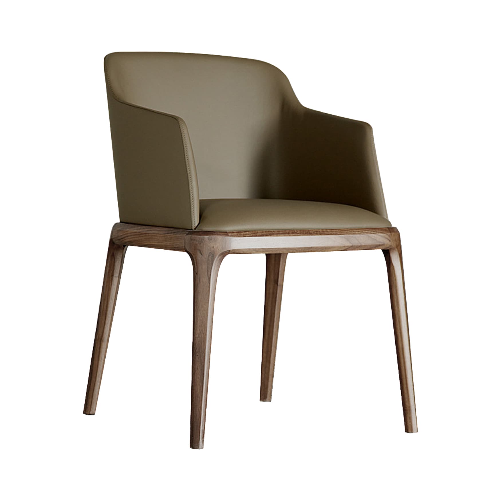 Scandinavian Leather Hotel Arm Chair Matte Finish Solid Back Dining Chair (Set of 2) - image 11