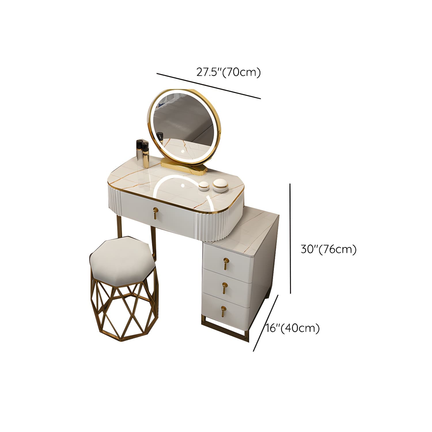 Contemporary Makeup Vanity Desk Table 29.9" H Bedroom Makeup Counter - image 36