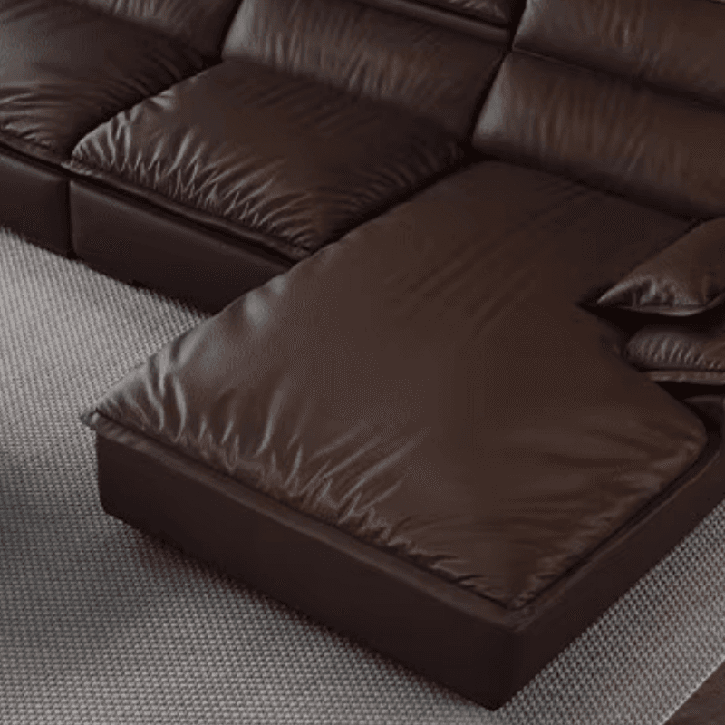 L-Shape Leather Sofa Recliner in White/Espresso/Beige with Right Hand Facing Orientation - image 11
