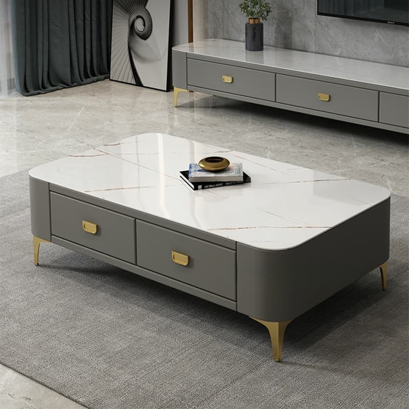 Modern Oblong Stone Coffee Table with Water and Scratch Resistant - image 5