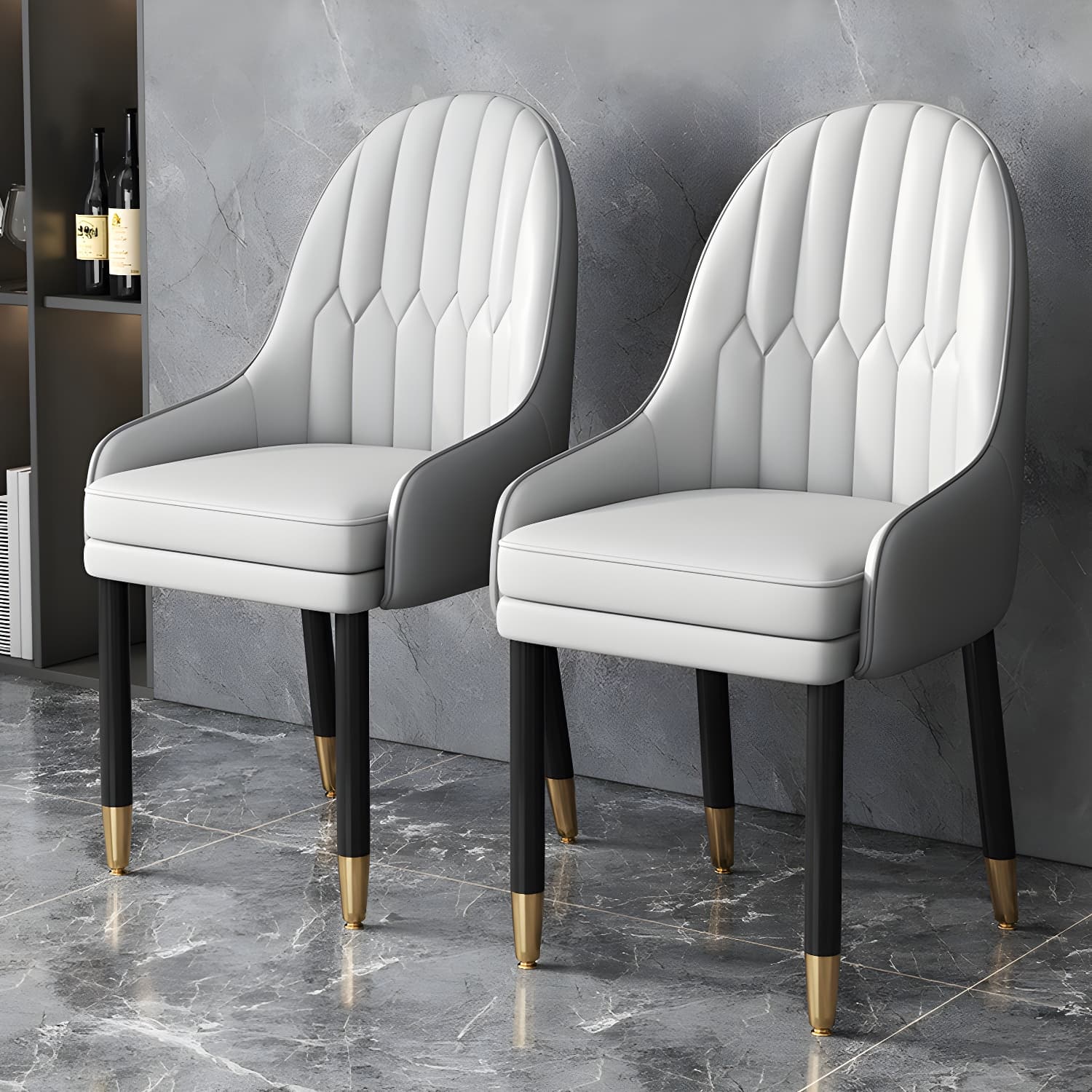 Faux Leather Dining Chairs Modern Parsons Arm Chair with Wood Legs - image 16