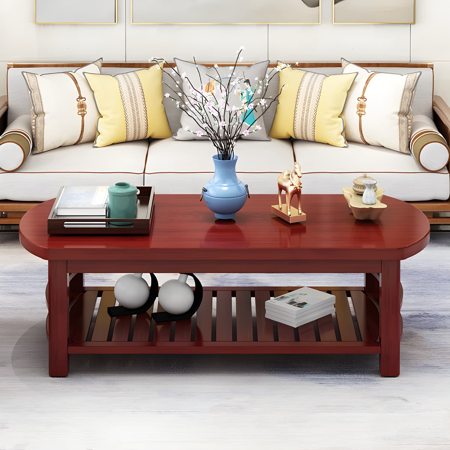 Contemporary Coffee Table Storage Solid Wood Coffee Cocktail Table - image 8