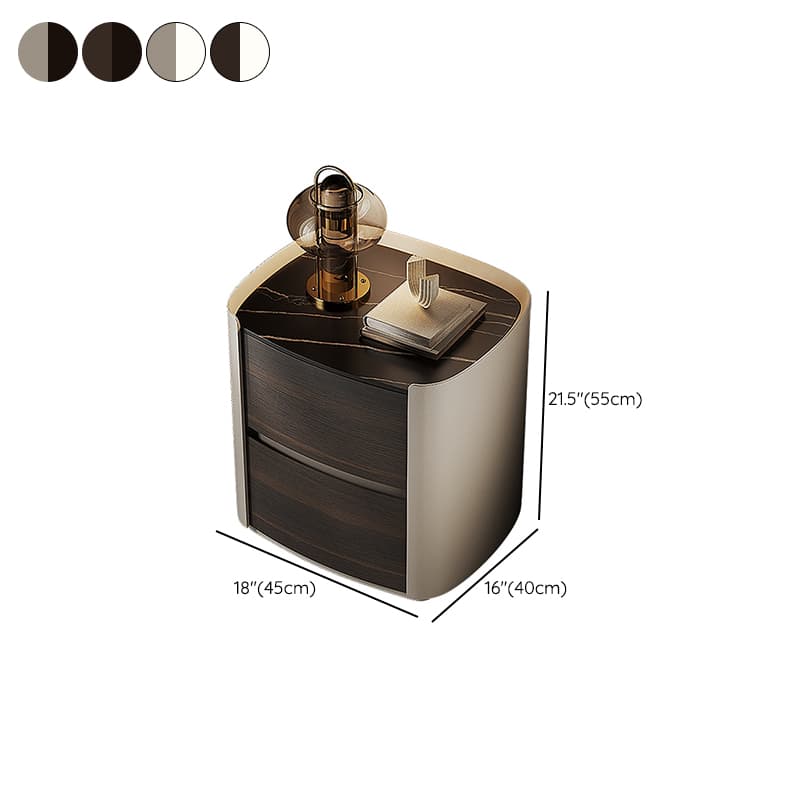 Contemporary Sintered Stone Countertop 2 Drawers Nightstand With Drawer Organization - image 15