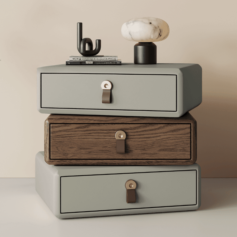 Organic Modern Nightstand With Drawer Organization Featuring 3 Drawers and Pleather Countertop - image 15