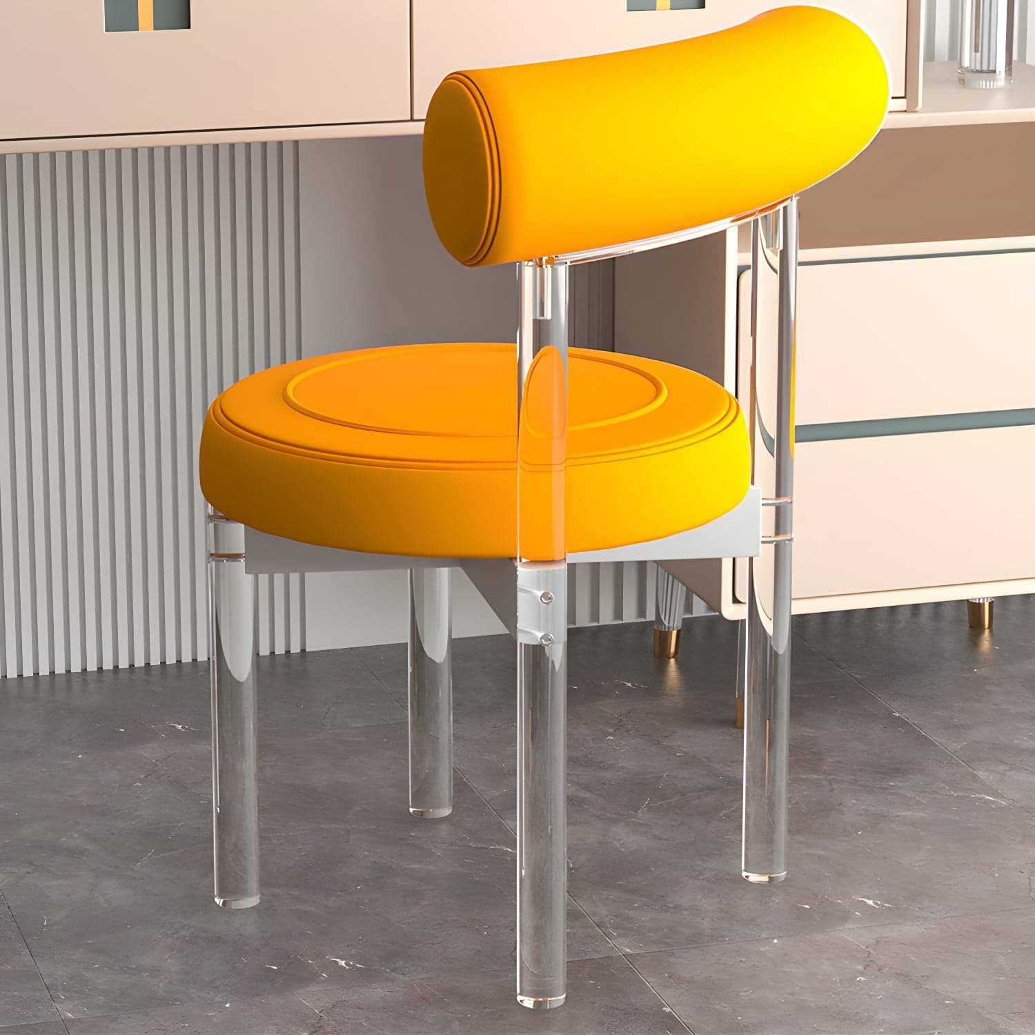 Clear Leg Modern Side Chair with Low Back and Upholstered Polyurethane Seat - image 10