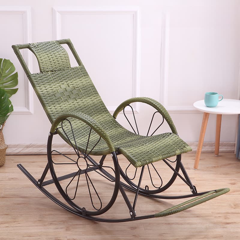 Ergonomic Wicker Front Porch Rocking Chairs with Rear Back, Stationary - image 13