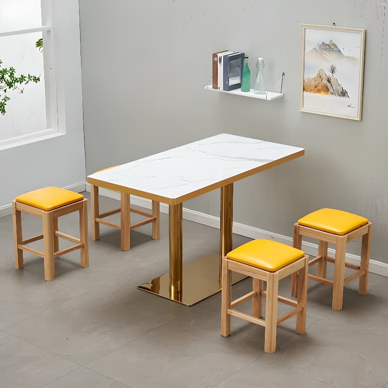 Art Deco Rectangular Dining Table with Lumber Top, Fixed Table Mechanism in Ink/White/Sepia - image 10