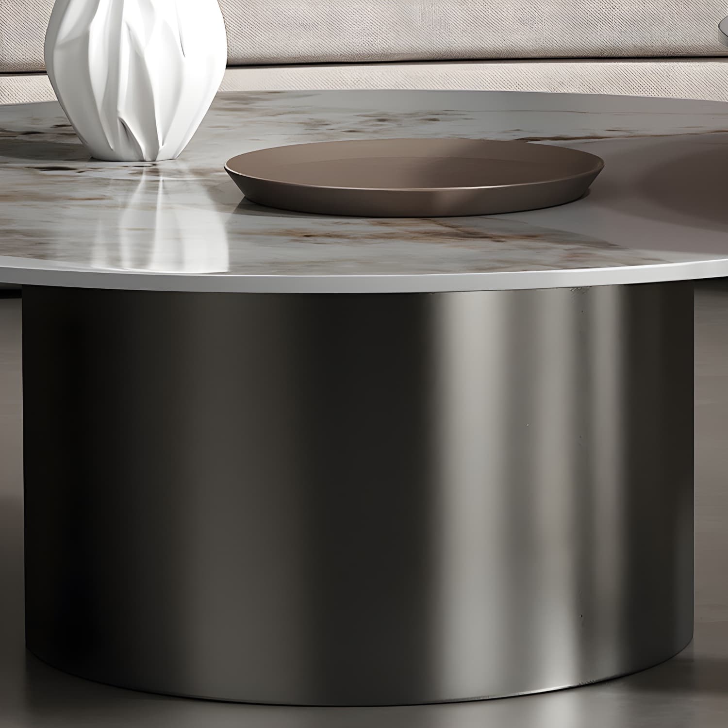 Glam Style Round Nesting Coffee Table Set with Steel Pedestal Base - image 11