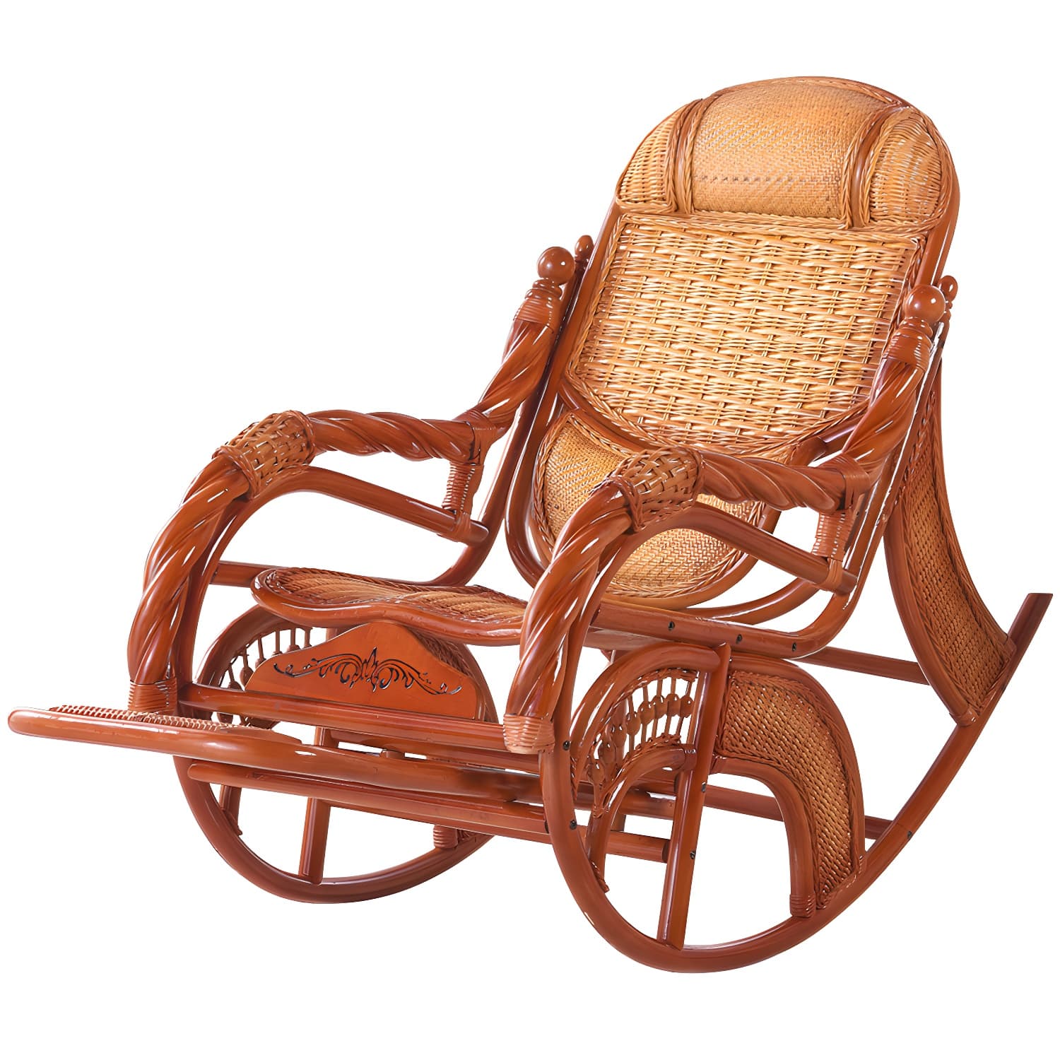 Traditional Spindle Rocking Accent Chair Tobacco Finish Rocker Chair Reclining - image 8