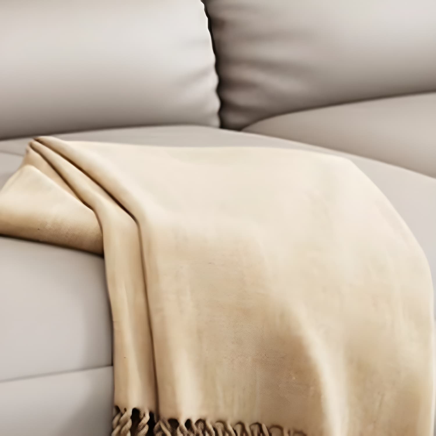Modern Beige Cotton Stationary Sectional Sofa with Pillow Top Arm - image 7