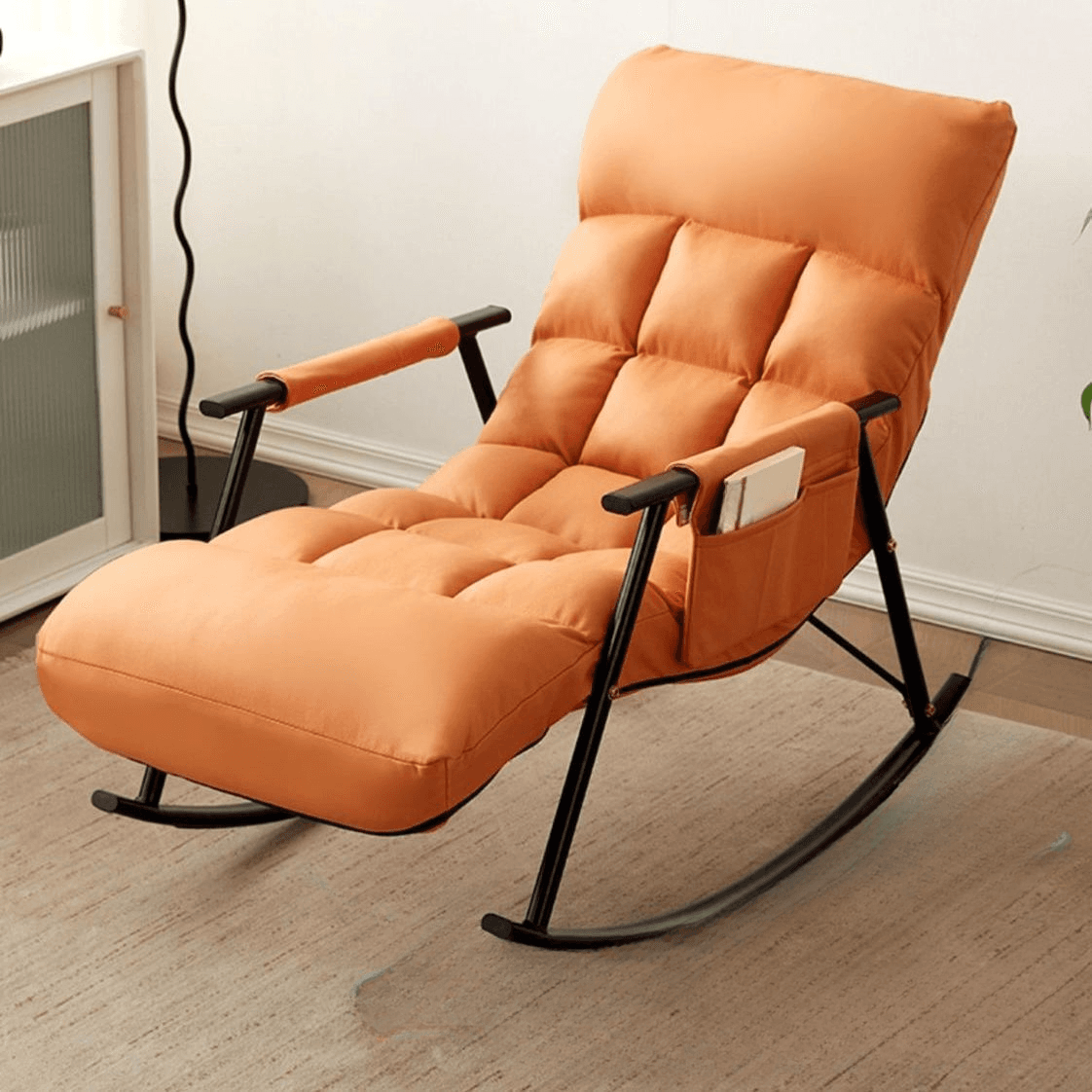 Butter Color/Azure/Olive Green Ergonomic Rocking Chair Couch with Rear Back, Stationary - image 19