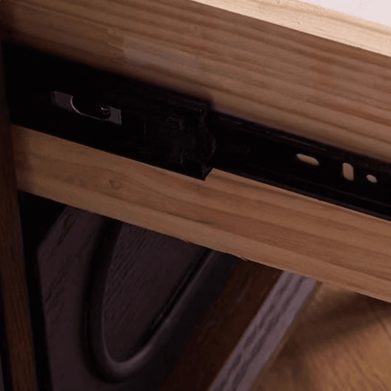 Art Deco Natural Wood TV Stand with 4 Drawers, Locker, Cable Management, and Adjustable Shelving - image 7