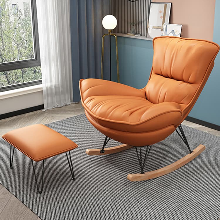 Natural Wood Armless Upholstered No Scratch or Stain Resistance Indoor Rocking Chair - image 12