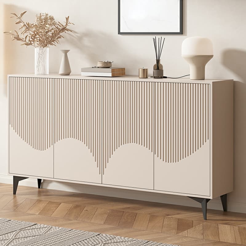 Modern Rectangular Manufactured Wood Accent Cabinet in Beige with Interior Partitions and Metal Legs - image 3