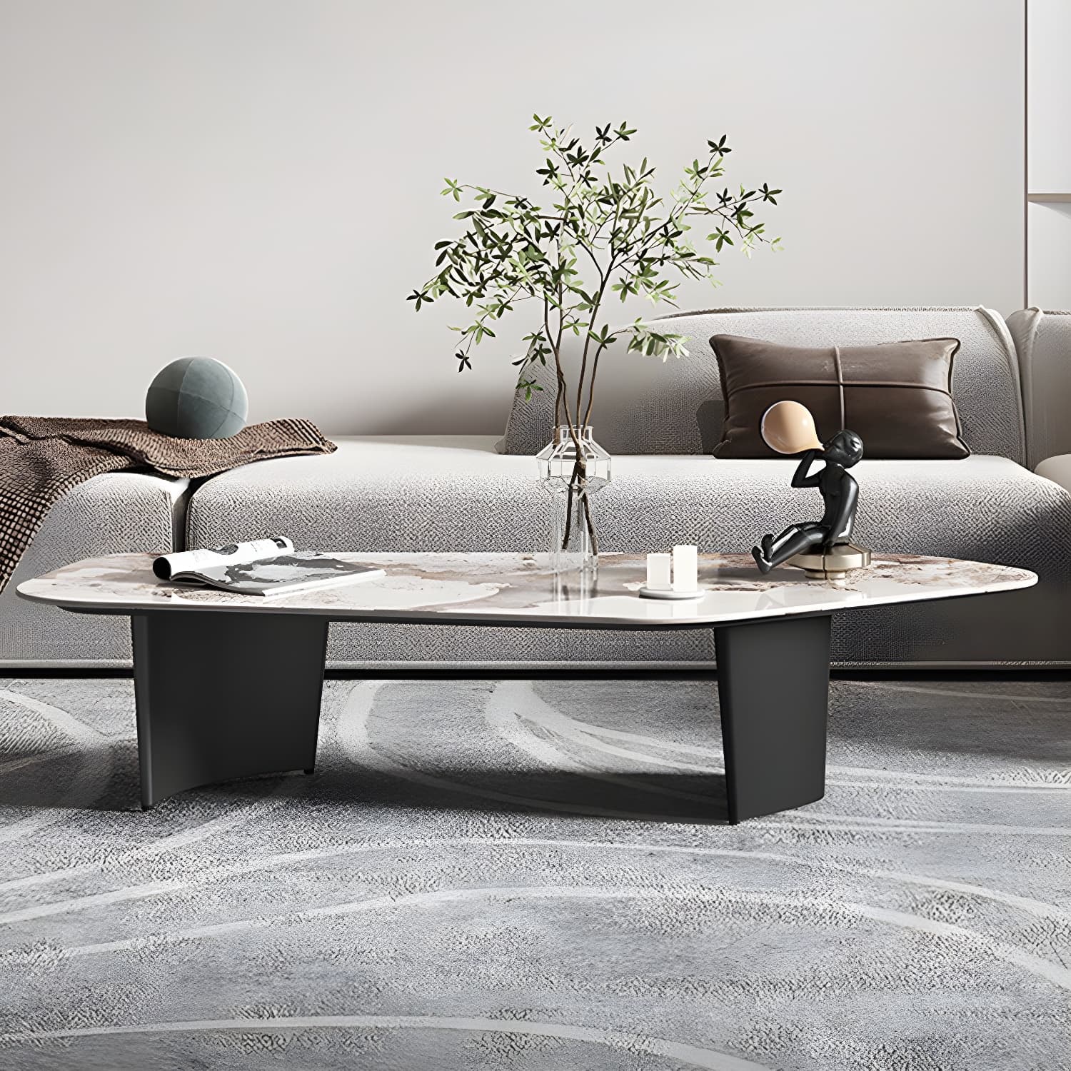 Glam Irregular Slate Top Cocktail Table Sled 15.7" H Coffee Table - image 4