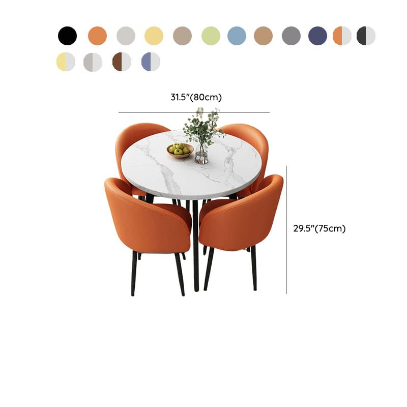 Circular Manufactured Wood Dining Table Set with Upholstered Back, Padded Chair, Arms, Seats 4 - image 21