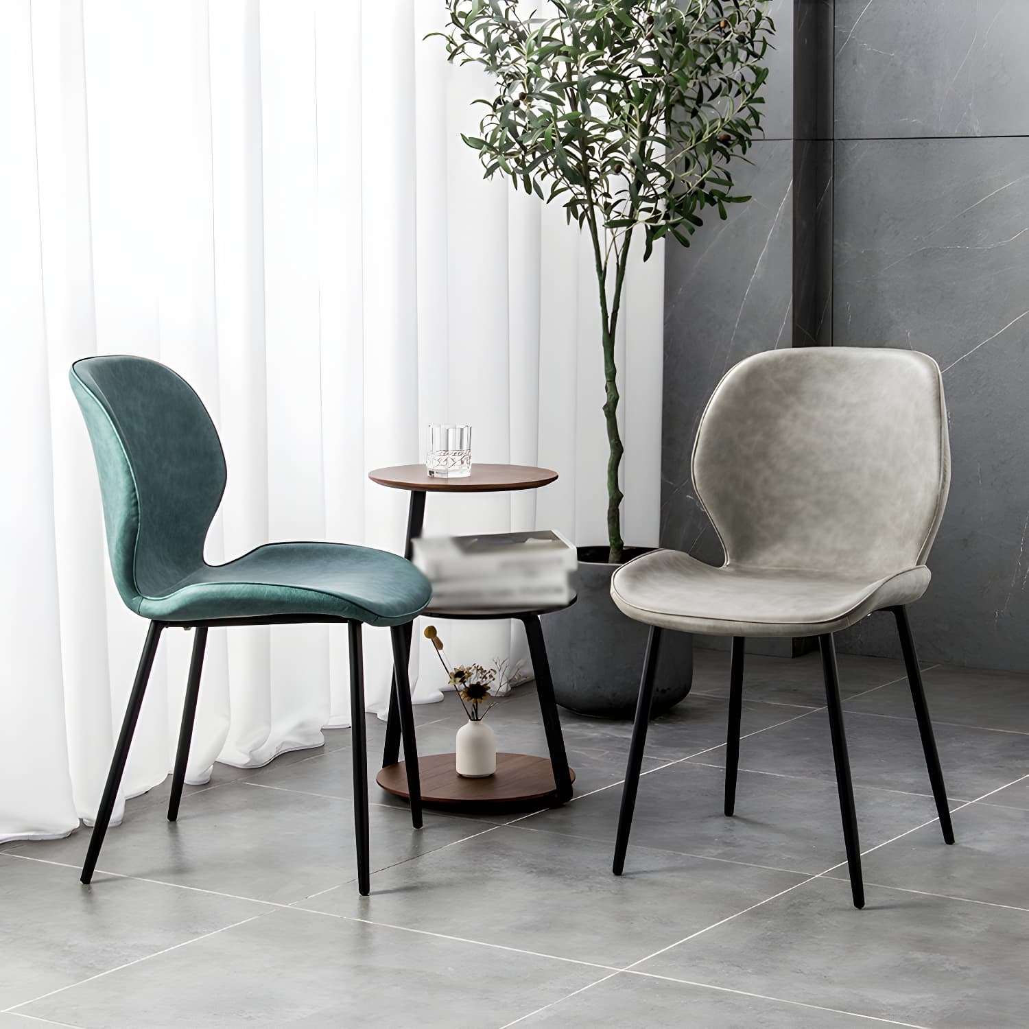 Scandinavian Leather Home Side Chair Matte Finish Wingback Dining Chair (Set of 2) - image 20