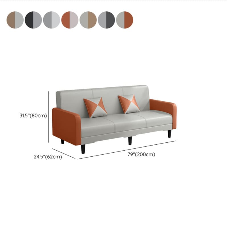 Convertible Sofa in Gray/Cerulean/Off-White with Armrest and 3 Pillows - image 29