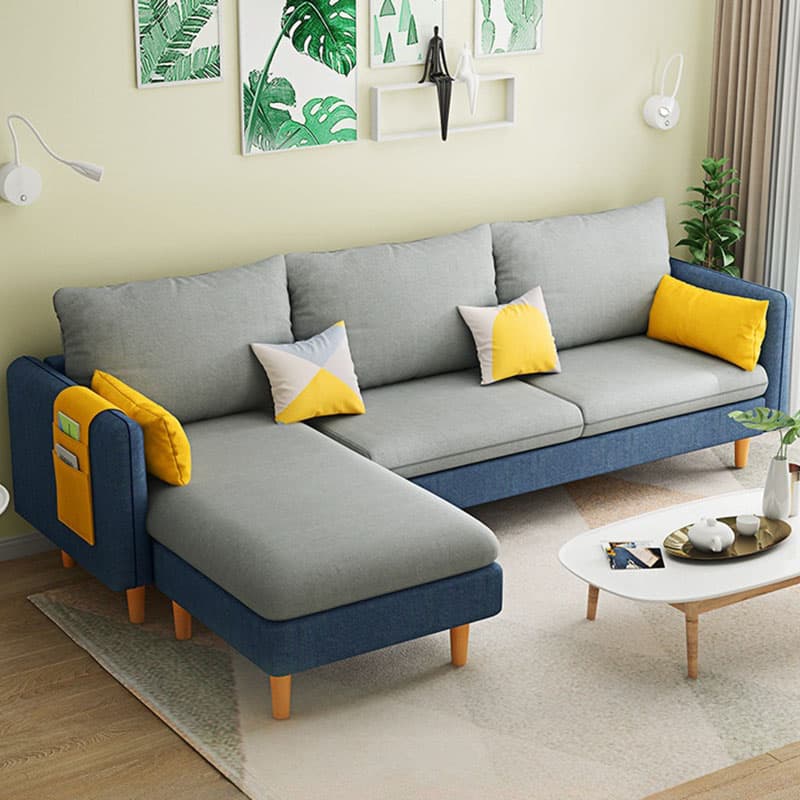Modern Simple Style L-Shape Natural Wood Reversible Corner Sectional for Living Space - image 3