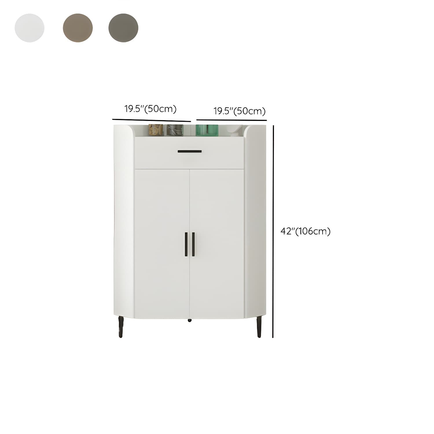 Small Modern Corner Accent Cabinet with Wood Counter Top, Drawers Included, and Metal Legs - image 12