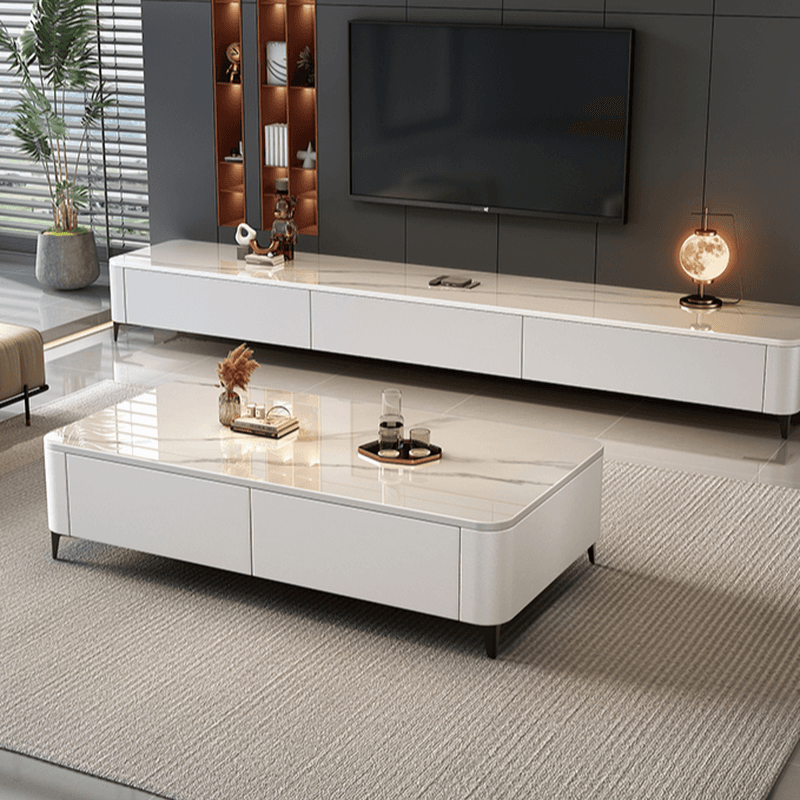Rectangular Calfskin Accent Table with 2 Drawers - image 5