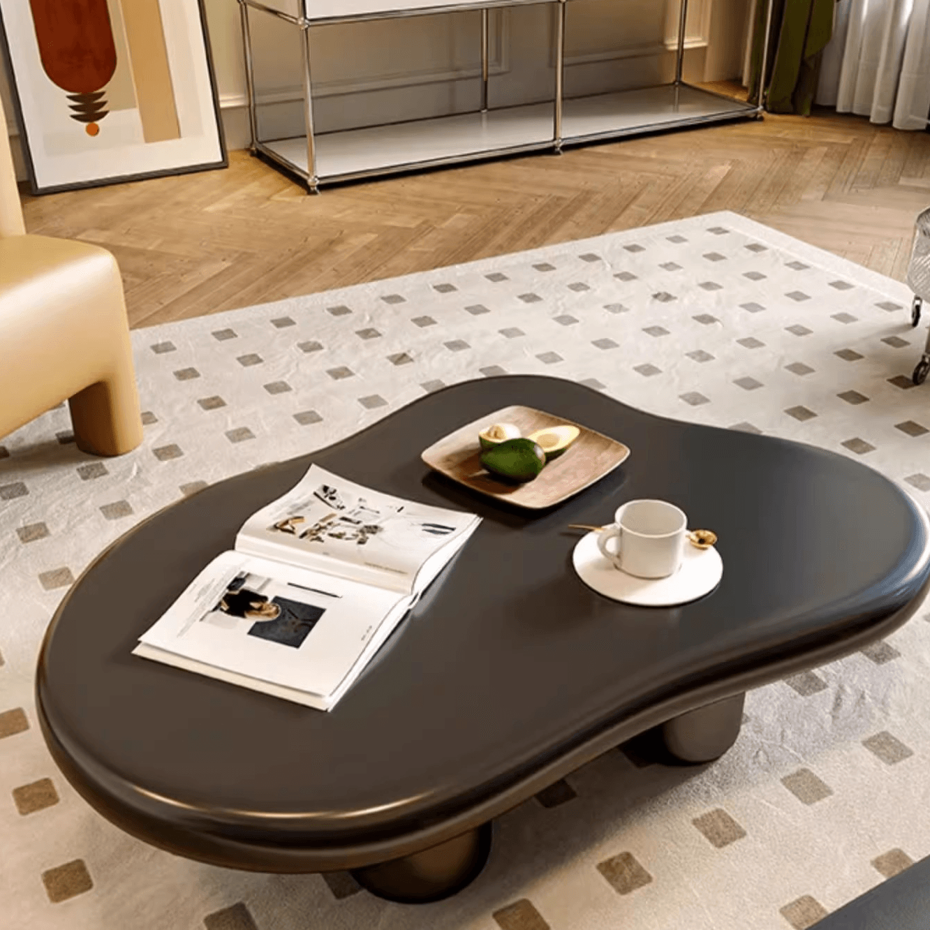 Irregular Shaped Wooden Top Coffee Table Suitable for Foyer - image 5