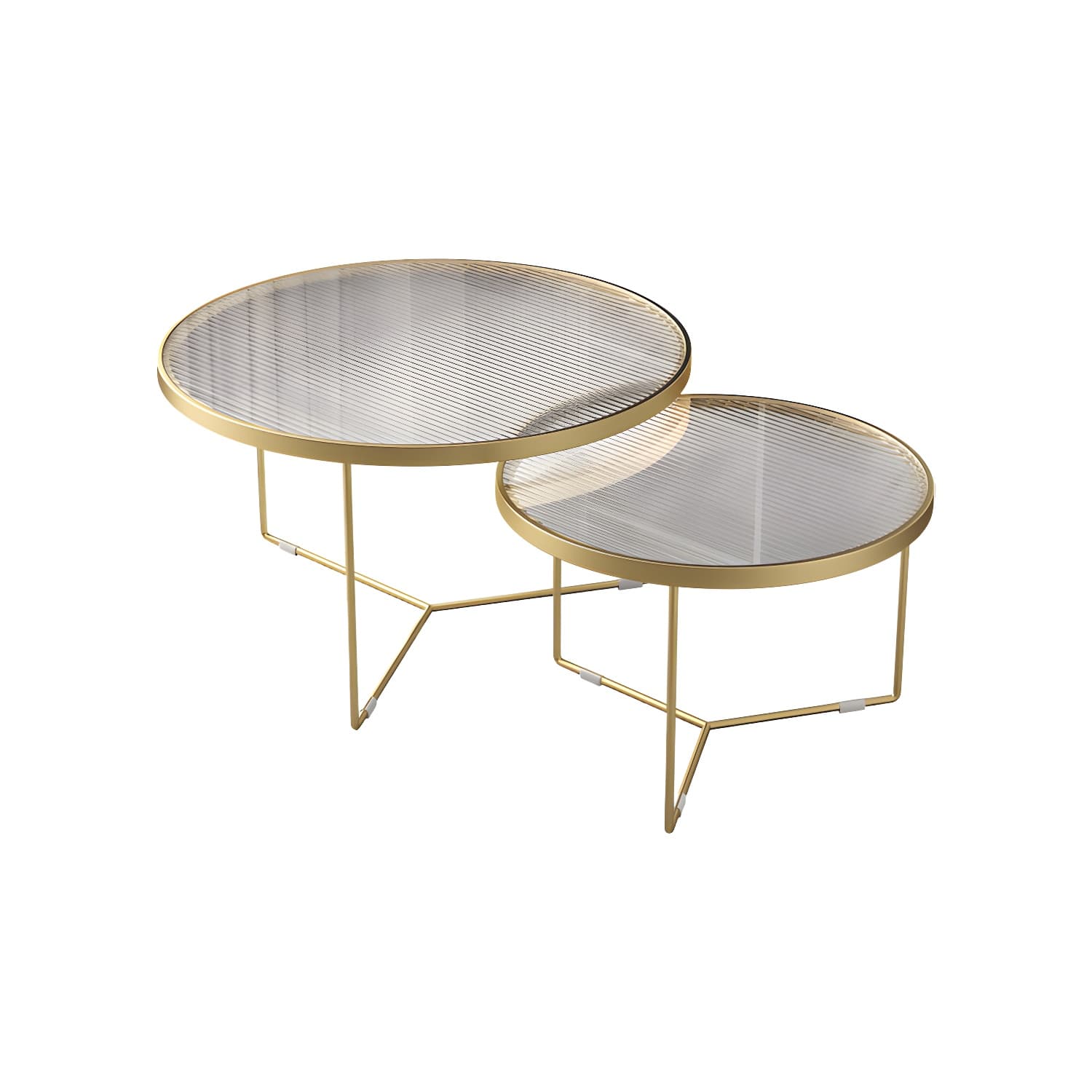 Set of Two - Glam Style Glass Top Coffee Nesting Tables With Metal Base - image 8