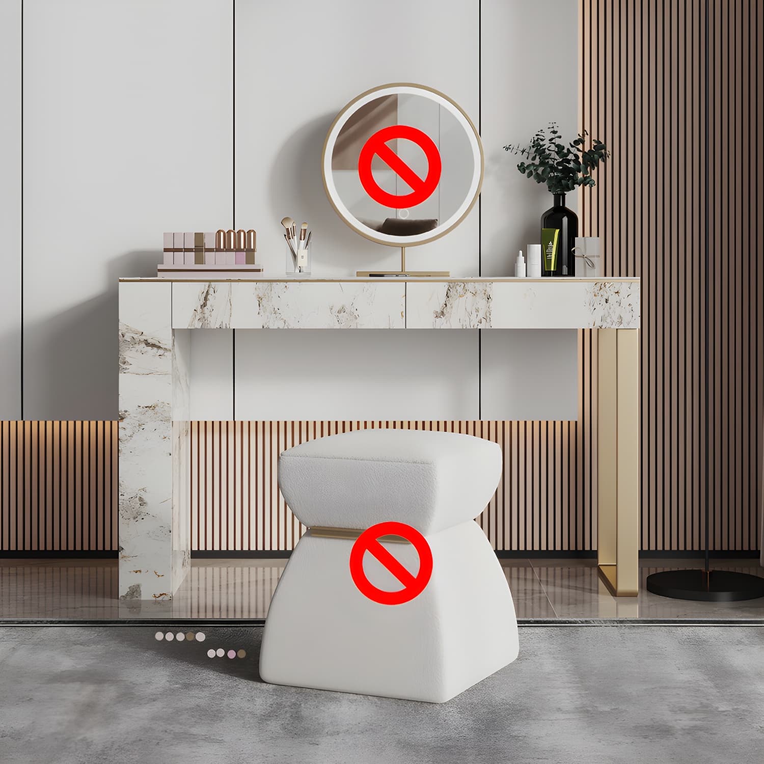 Two Piece Luxurious Vanity Set Stainless Steel and Stone Dresser - image 5
