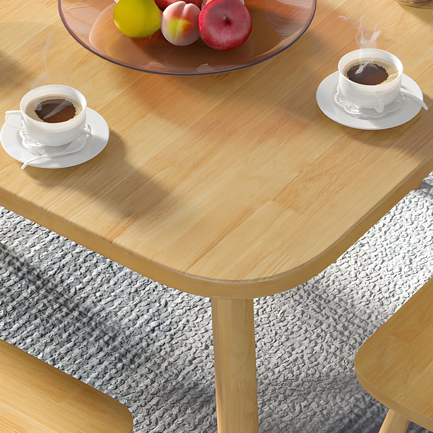 Scandinavian Natural Wood Square Kitchen & Dining Table with Legs - image 8