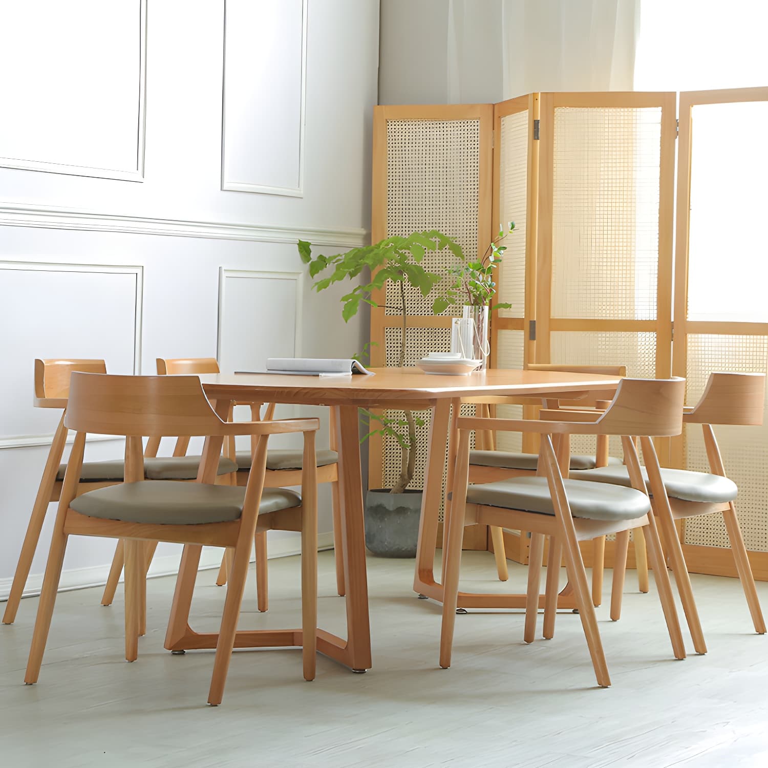 Modern Rectangle 1/2/5/7 Pieces Dining Set Solid Wood Dining Table with Chairs - image 12