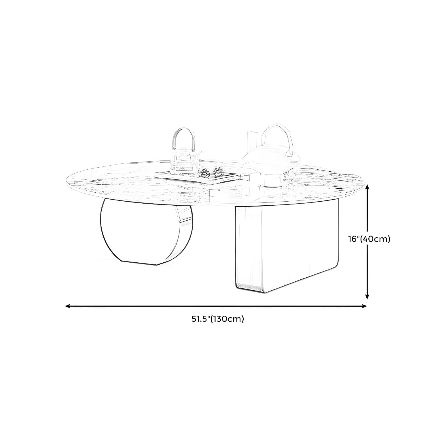 Marble White Rectangular Coffee Table Modern Round Cocktail Table - image 17
