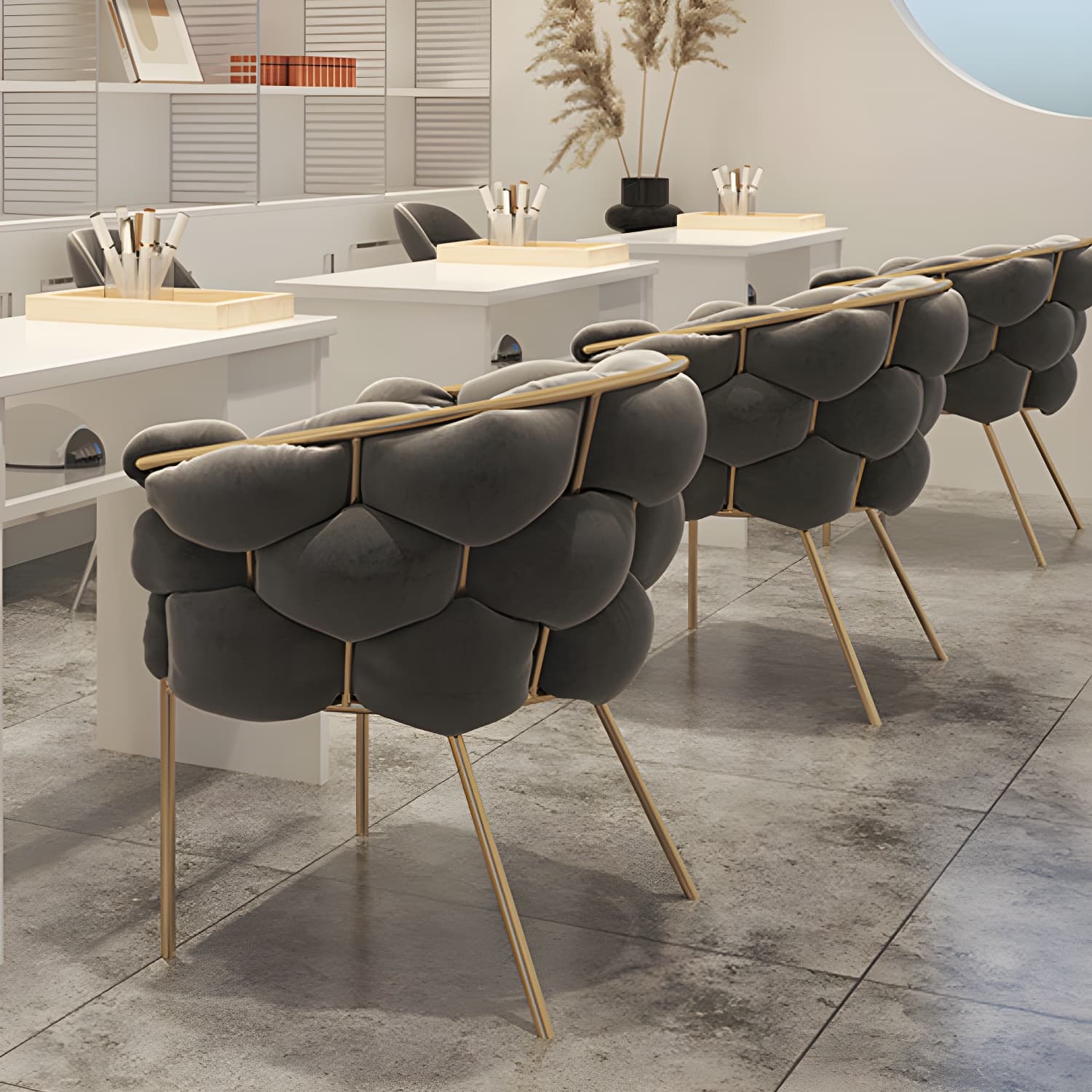 Glam Style Upholstered Gold Base Dining Arm Chair for Dining Room - image 16