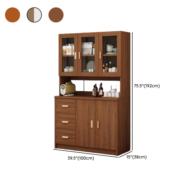 Modern Glass Doors Freestanding Wood Countertop Sideboard with Kitchen Appliance Storage - image 17
