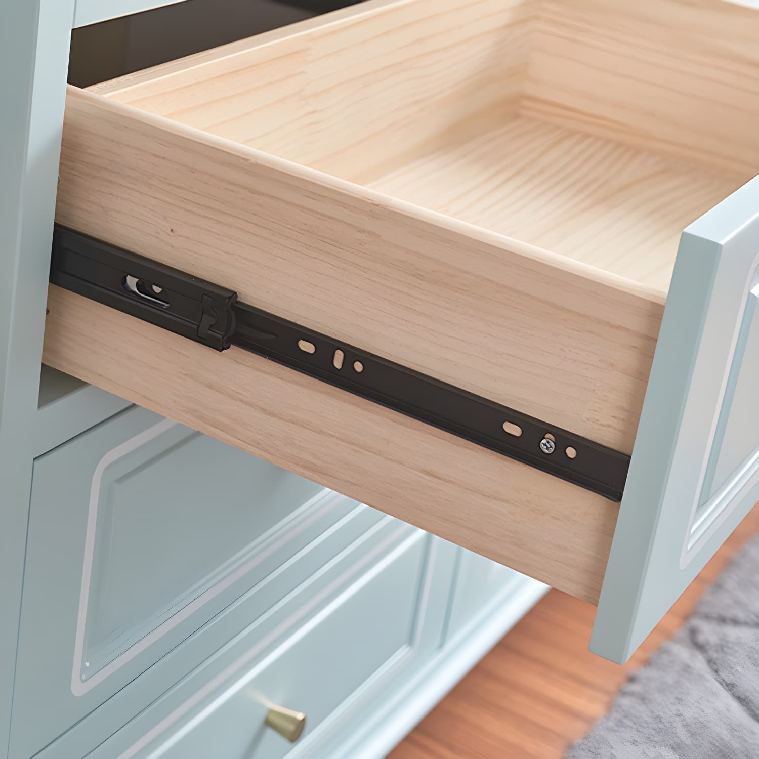 Contemporary Blue/ White Wooden Rectangle Accent Chest with Drawers - image 7