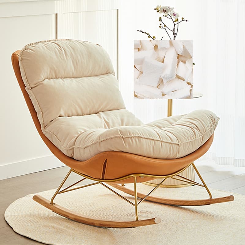 Trendy Faux Leather Upholstered Rocking Chair Couch with Footstool , Spindle Back and Resistant To Dirt - image 5