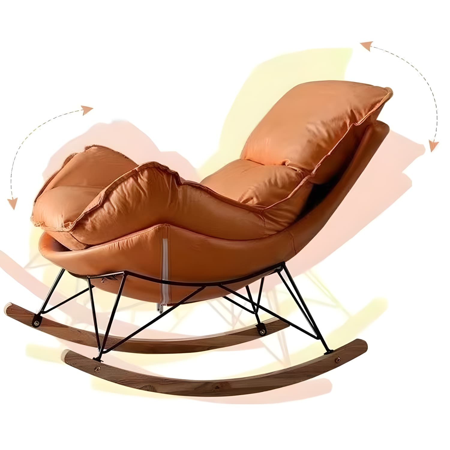 Faux Leather Gorgeous Rocking Chair Removable Cushions Rocker Chair for Living Room - image 13