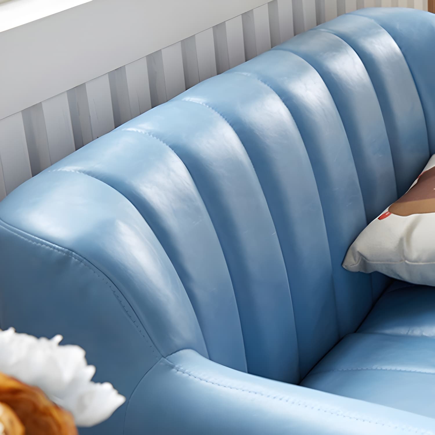 Modern Stain-Resistant Leather Sofa Square Arm Settee with Tight Back - image 11