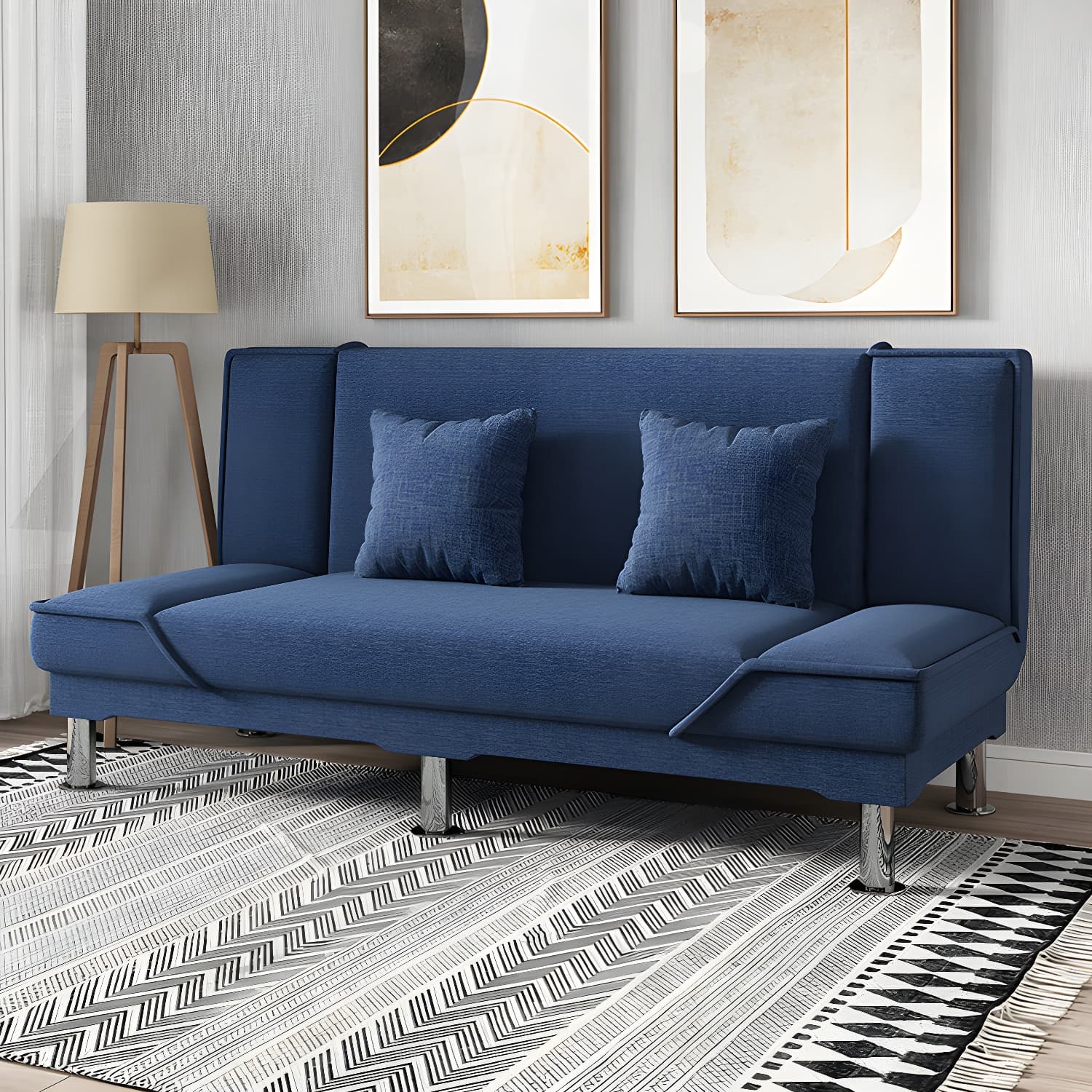 Armless Settee with Cotton Blend 19.68" W Convertible Sleeper Sofa for Living Room - image 6